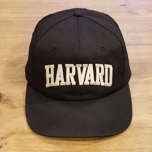 Vintage Harvard Hat Snapback Black Spell Out Arc Logo One Size 90s College Unive